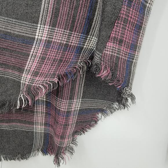 Cloth & Stone Women's High Low Raw Frayed Hem Plaid Button Down Shirt Gray Small - Picture 9 of 13